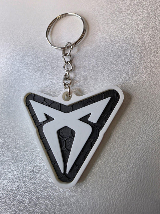 Portachiavi auto minimal bianco e nero, stampa 3D PLA, design geometrico, idea regalo appassionato motori | Car keychain