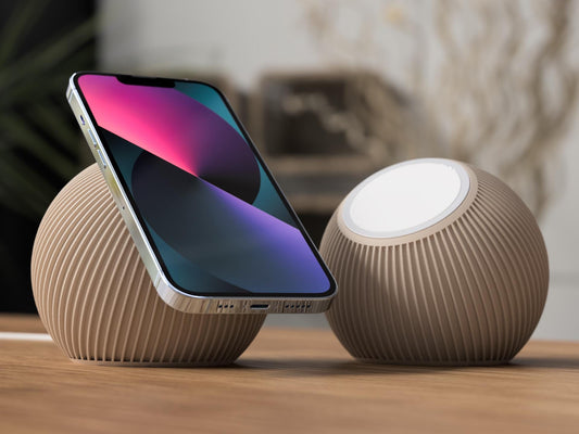 Supporto MagSafe a coste | Stand ricarica wireless iPhone | Stile Japandi minimal | Organizer scrivania/ comodino | PLA opaco