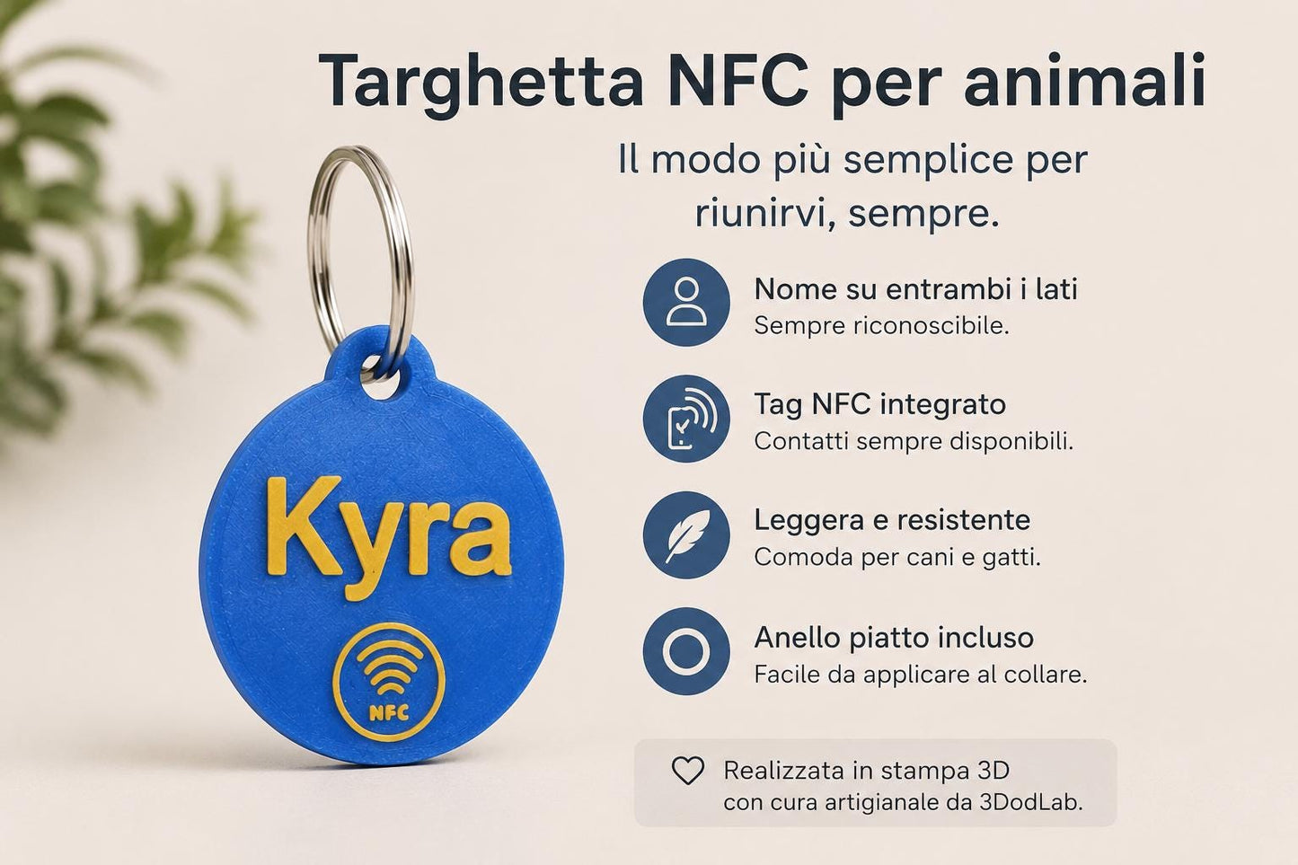 Targhetta Smart NFC personalizzata per cani e gatti