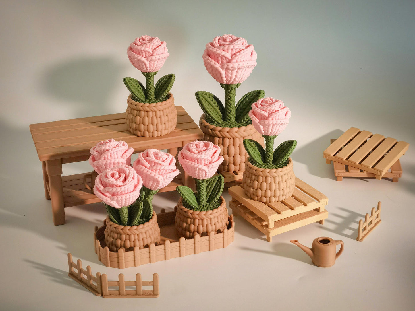 Rose decorative 3D effetto maglia