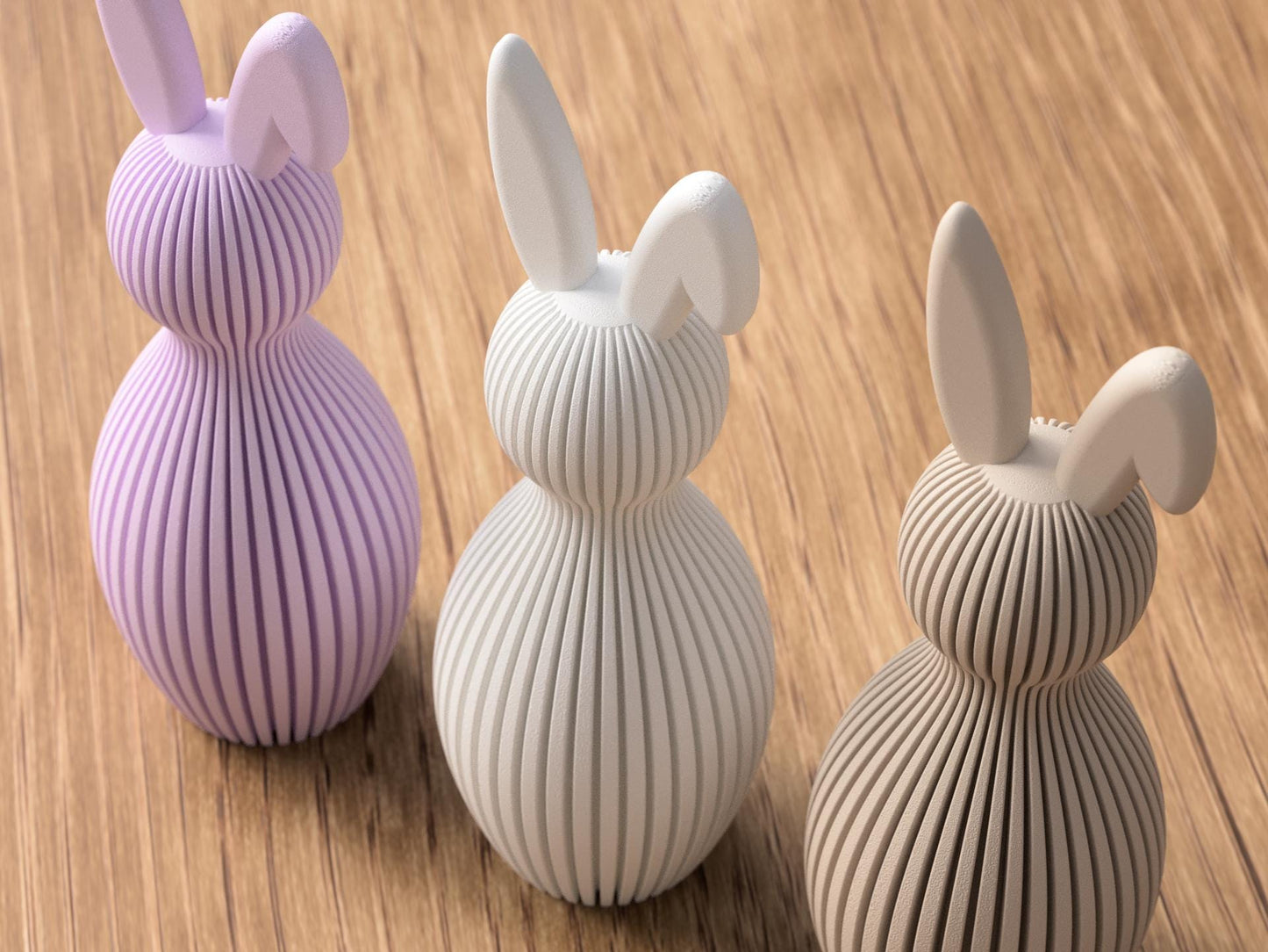 Coniglietto Pasquale Minimal con Orecchio Piegato | Japandi/Scandi | 215 o 170 mm | PLA Bio Stampa 3D