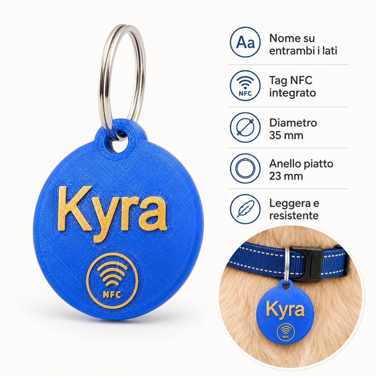 Targhetta Smart NFC personalizzata per cani e gatti