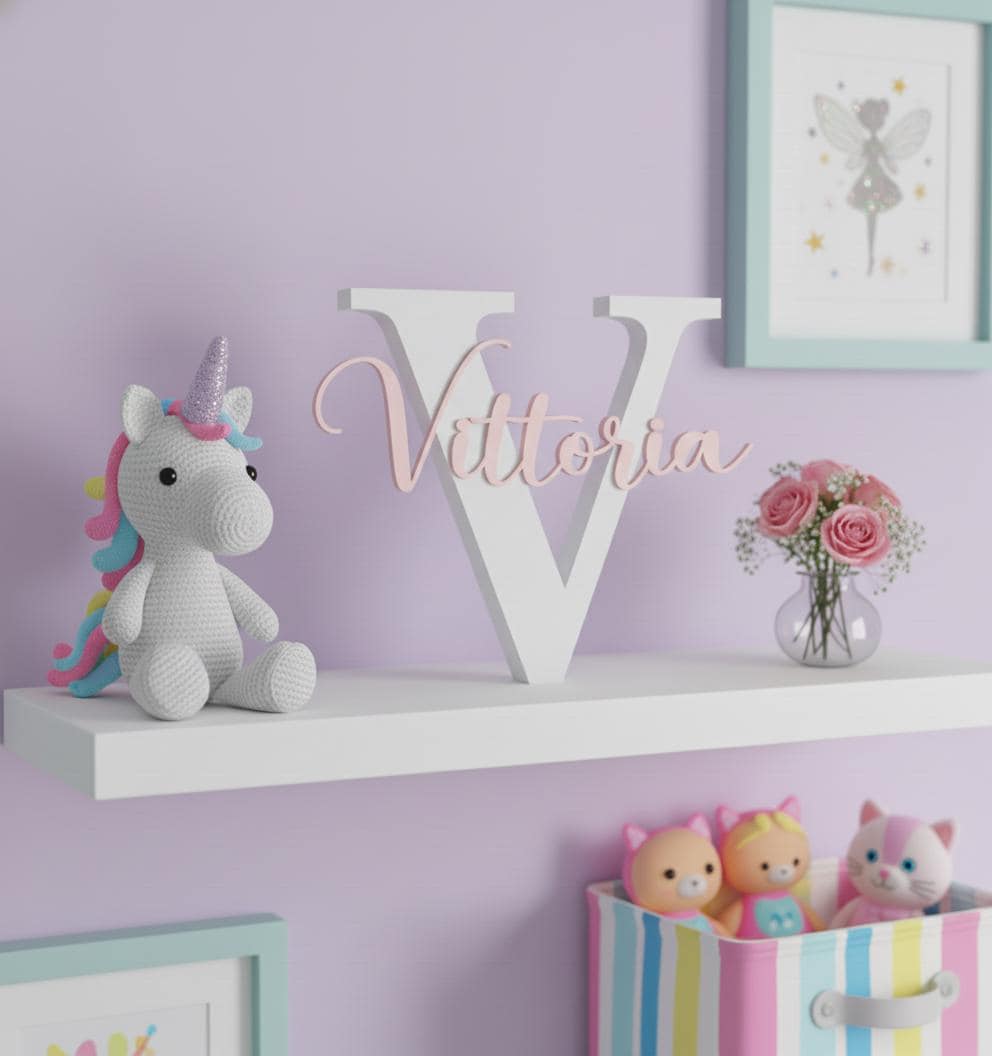 Lettera Iniziale 3D Personalizzata con Nome | 15–20-25-30 cm