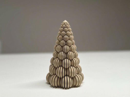 Albero di Natale a Bolle Rigato 15 cm | Decorazione moderna minimal | Soprammobile natalizio stampato in 3D
