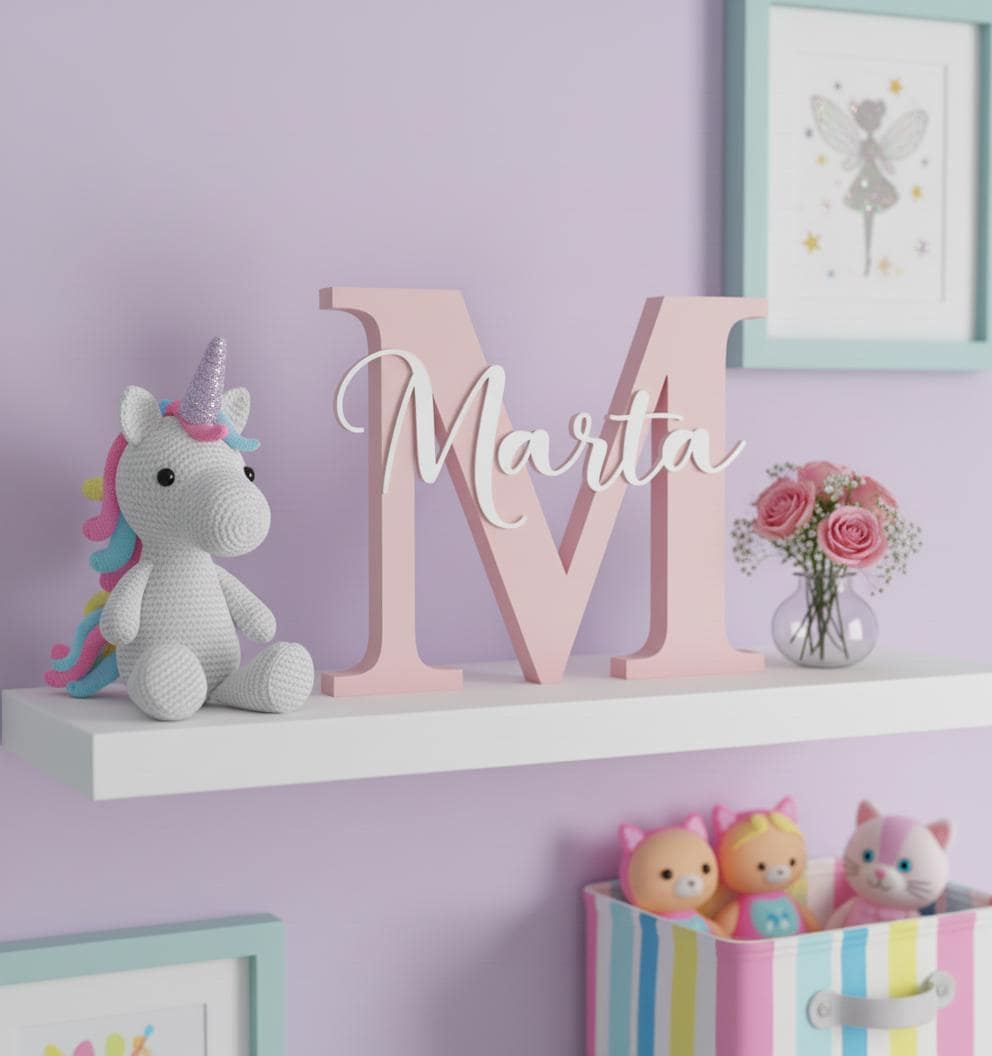 Lettera Iniziale 3D Personalizzata con Nome | 15–20-25-30 cm