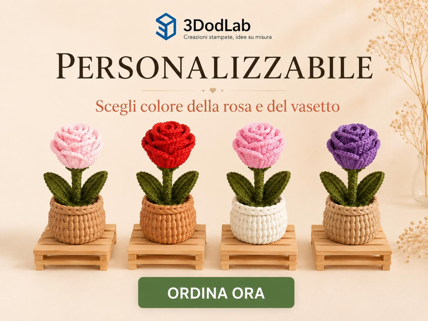 Rose decorative 3D effetto maglia