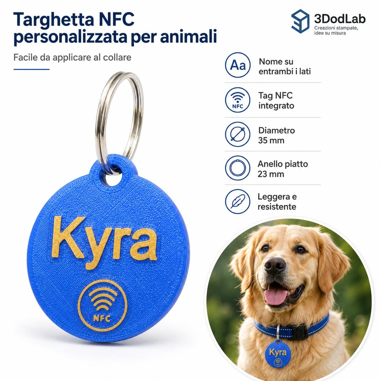 Targhetta Smart NFC personalizzata per cani e gatti
