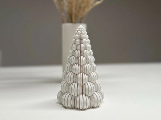 Albero di Natale a Bolle Rigato 15 cm | Decorazione moderna minimal | Soprammobile natalizio stampato in 3D
