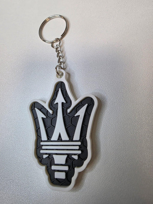 Portachiavi auto minimal bianco e nero, stampa 3D PLA, design geometrico, idea regalo appassionato motori | Car keychain