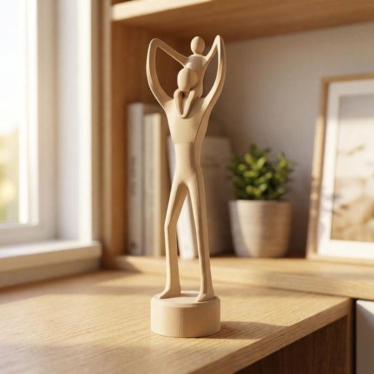 Statuetta Festa del Papà con Bambino sulle Spalle – Regalo Papà Personalizzabile – Scultura Decorativa Stampata in 3D – Altezza 165 mm