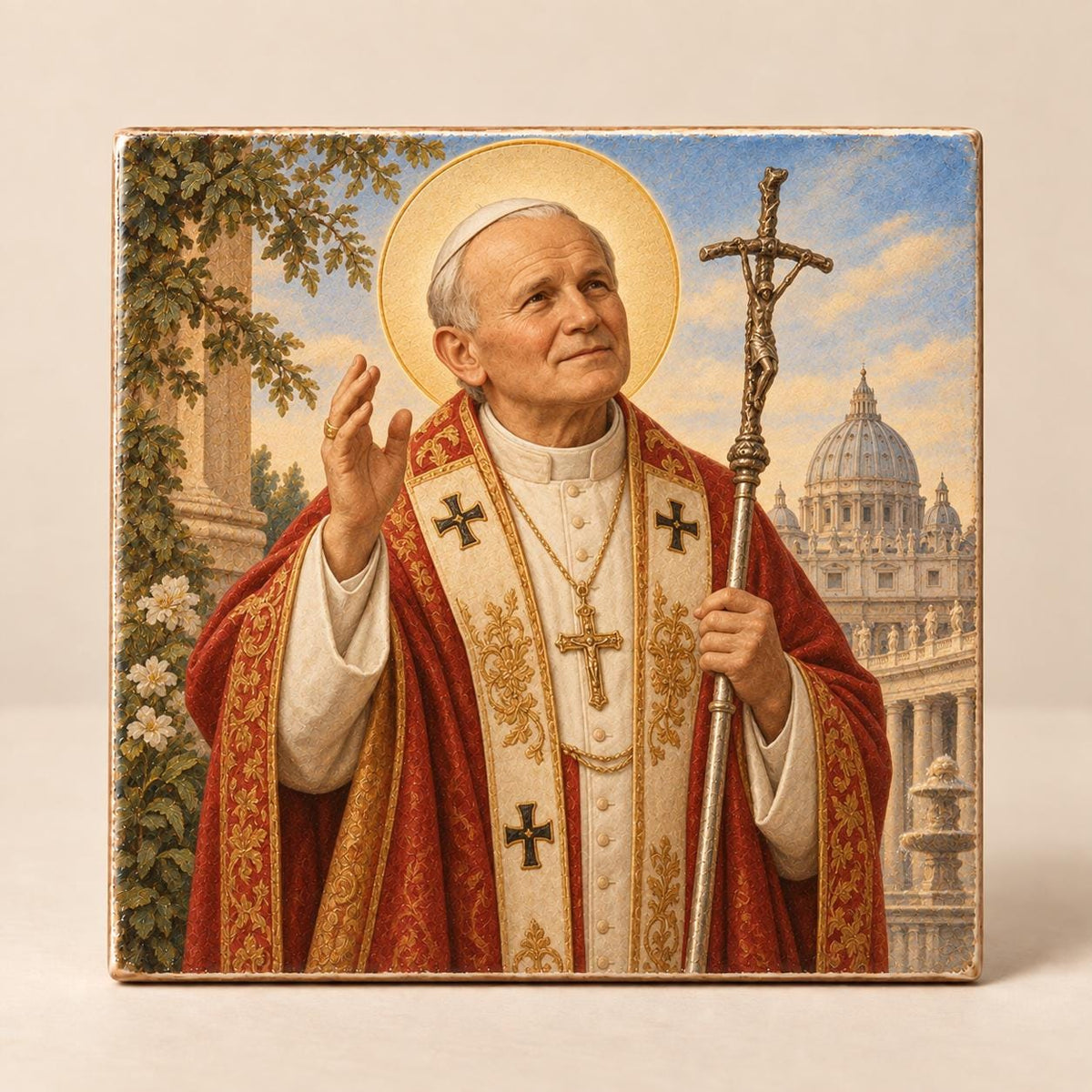 Piastrella religiosa in ceramica con santo a scelta