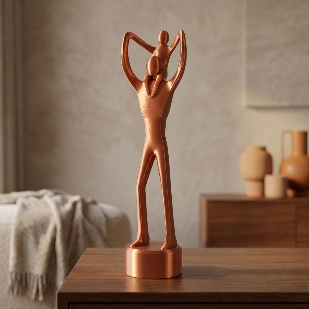 Statuetta Festa del Papà con Bambino sulle Spalle – Regalo Papà Personalizzabile – Scultura Decorativa Stampata in 3D – Altezza 165 mm