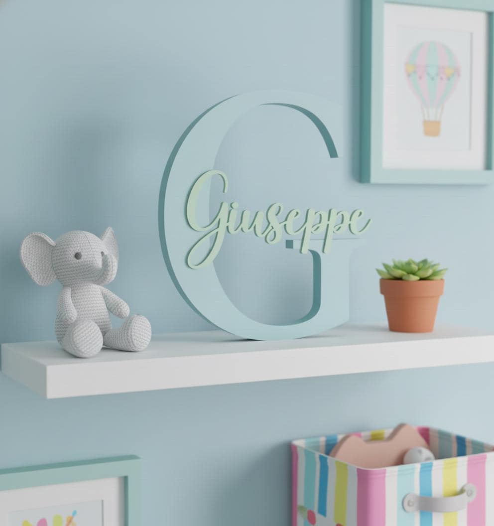 Lettera Iniziale 3D Personalizzata con Nome | 15–20-25-30 cm