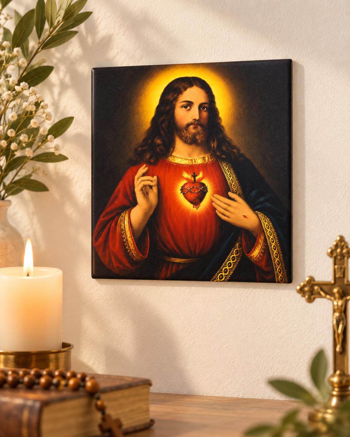 Piastrella religiosa in ceramica con santo a scelta