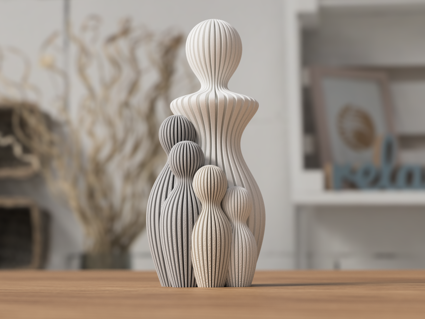 Scultura Famiglia Minimal Personalizzabile – Mamma o Papà con 1–4 Figli