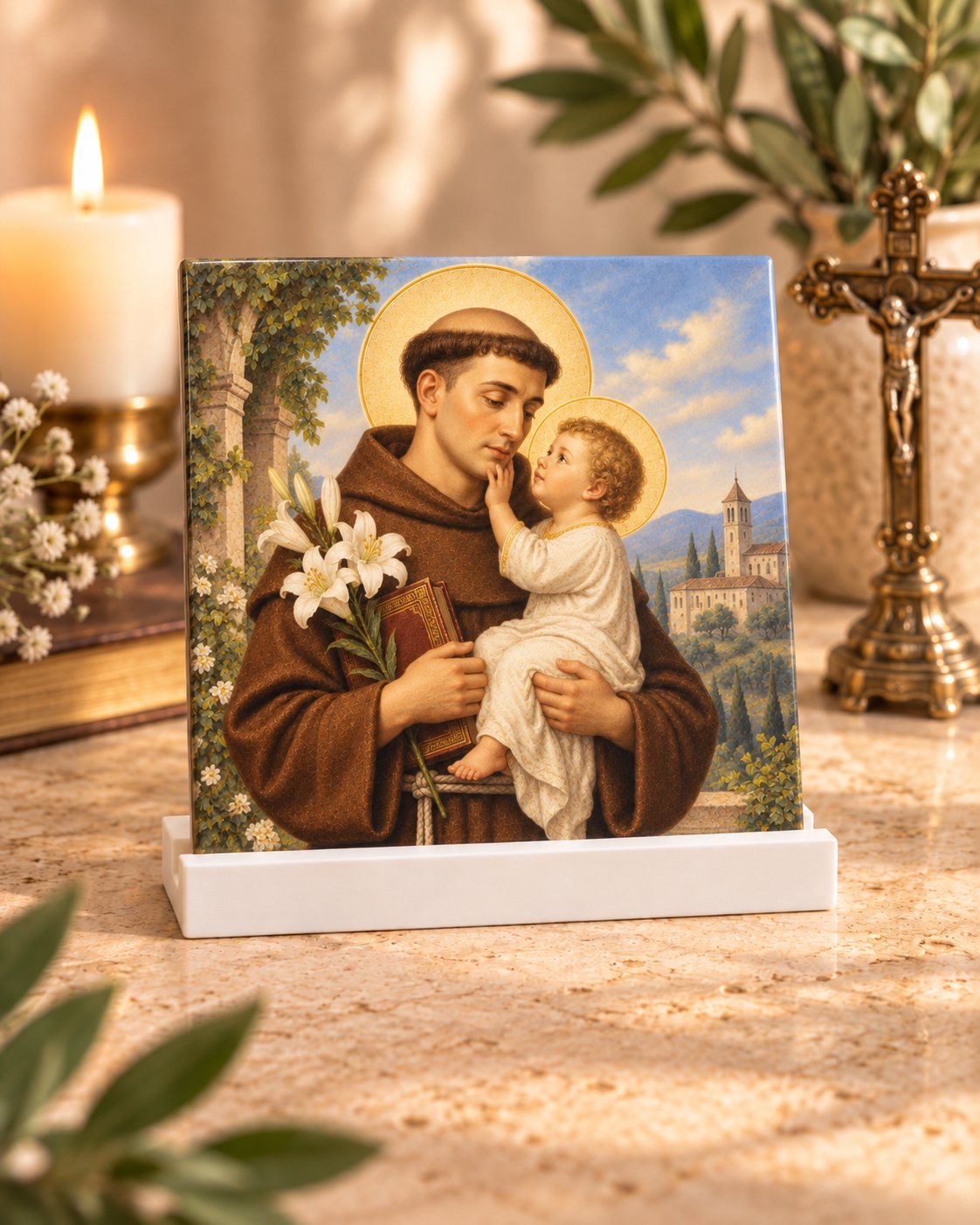 Piastrella religiosa in ceramica con santo a scelta