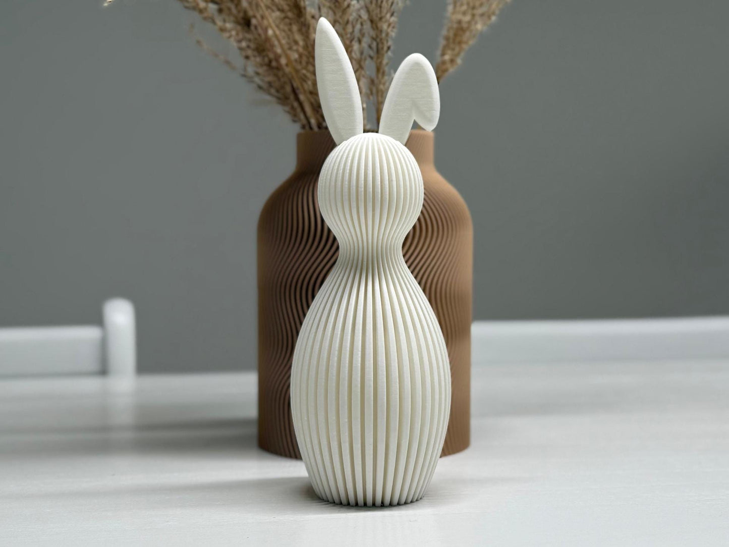 Coniglietto Pasquale Minimal con Orecchio Piegato | Japandi/Scandi | 215 o 170 mm | PLA Bio Stampa 3D