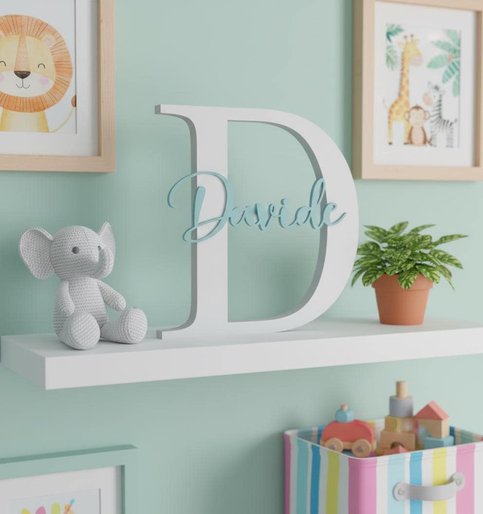 Lettera Iniziale 3D Personalizzata con Nome | 15–20-25-30 cm