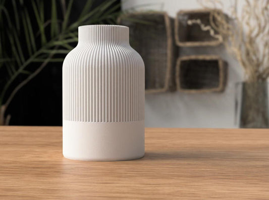 Vaso Japandi a Coste | Design Minimal Elegante | Vaso Decorativo Moderno in PLA | 160x100 mm o 220x140 mm
