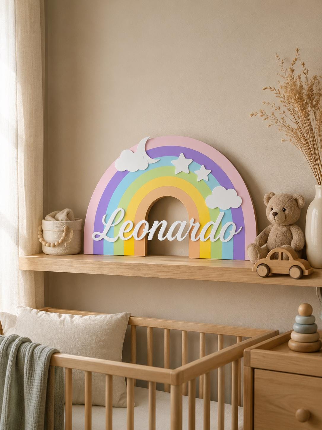 Arcobaleno 3D personalizzato con nome – Decorazione cameretta