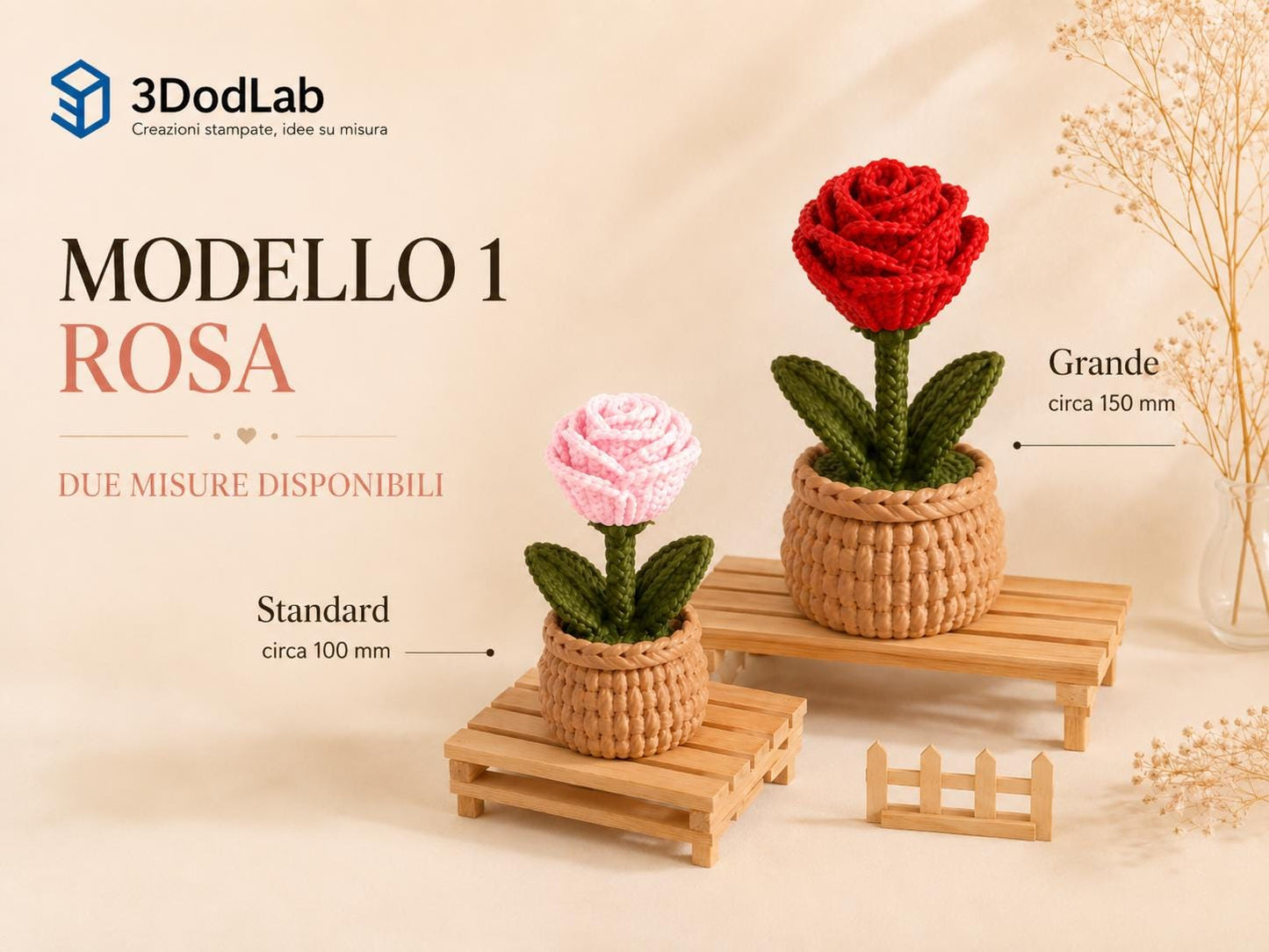 Rose decorative 3D effetto maglia