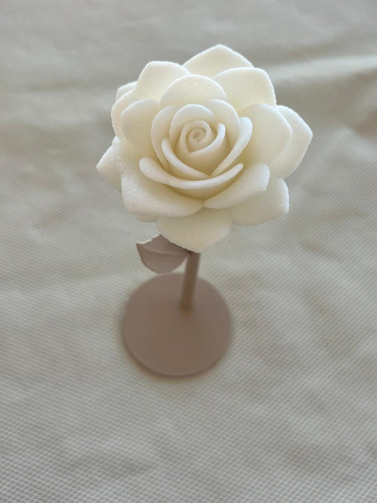 Rosa eterna Premium stampata in 3D | Finitura vellutata fuzzy skin | Bianco caldo o Rosa zucchero filato | Stelo beige | 15/20/25 cm ODDO INFISSI DI ODDO ORAZIO