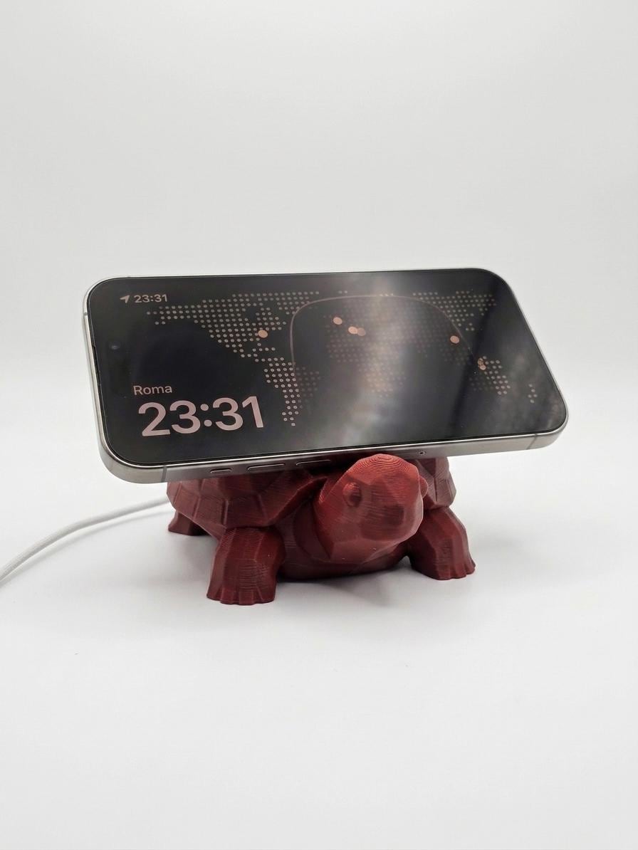Supporto MagSafe a forma di Tartaruga | Dock iPhone 3D | Stand Scrivania Inclinato | Regalo Originale | Compatibile Apple MagSafe