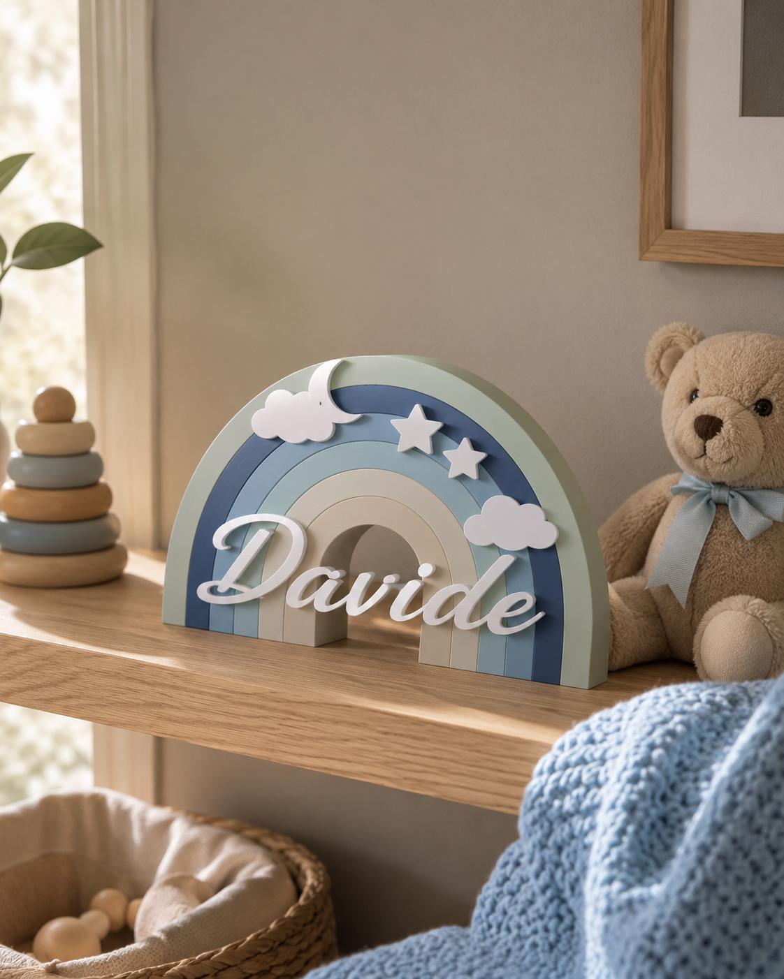 Arcobaleno 3D personalizzato con nome – Decorazione cameretta