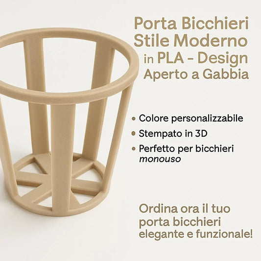 Porta Bicchieri Stile Moderno in PLA – Design Aperto a Gabbia