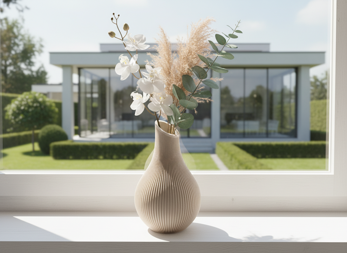 Vaso Japandi “Kanso” a Coste – Decorativo in PLA Opaco (180 / 210 mm)