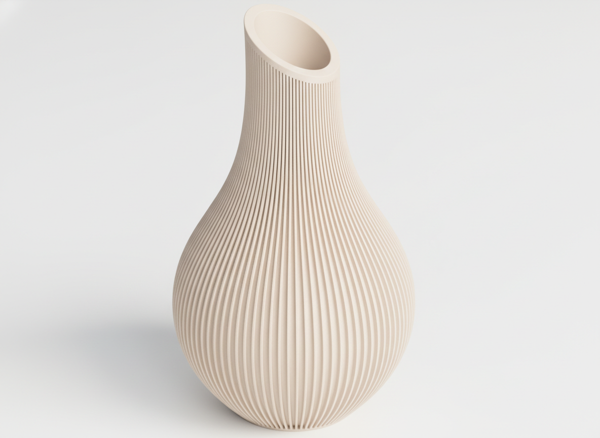Vaso Japandi “Kanso” a Coste – Decorativo in PLA Opaco (180 / 210 mm)