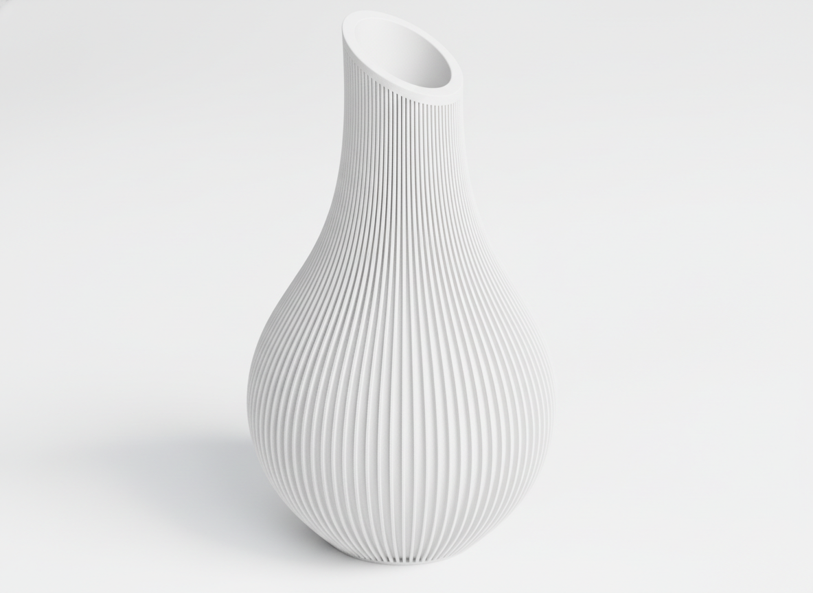 Vaso Japandi “Kanso” a Coste – Decorativo in PLA Opaco (180 / 210 mm)
