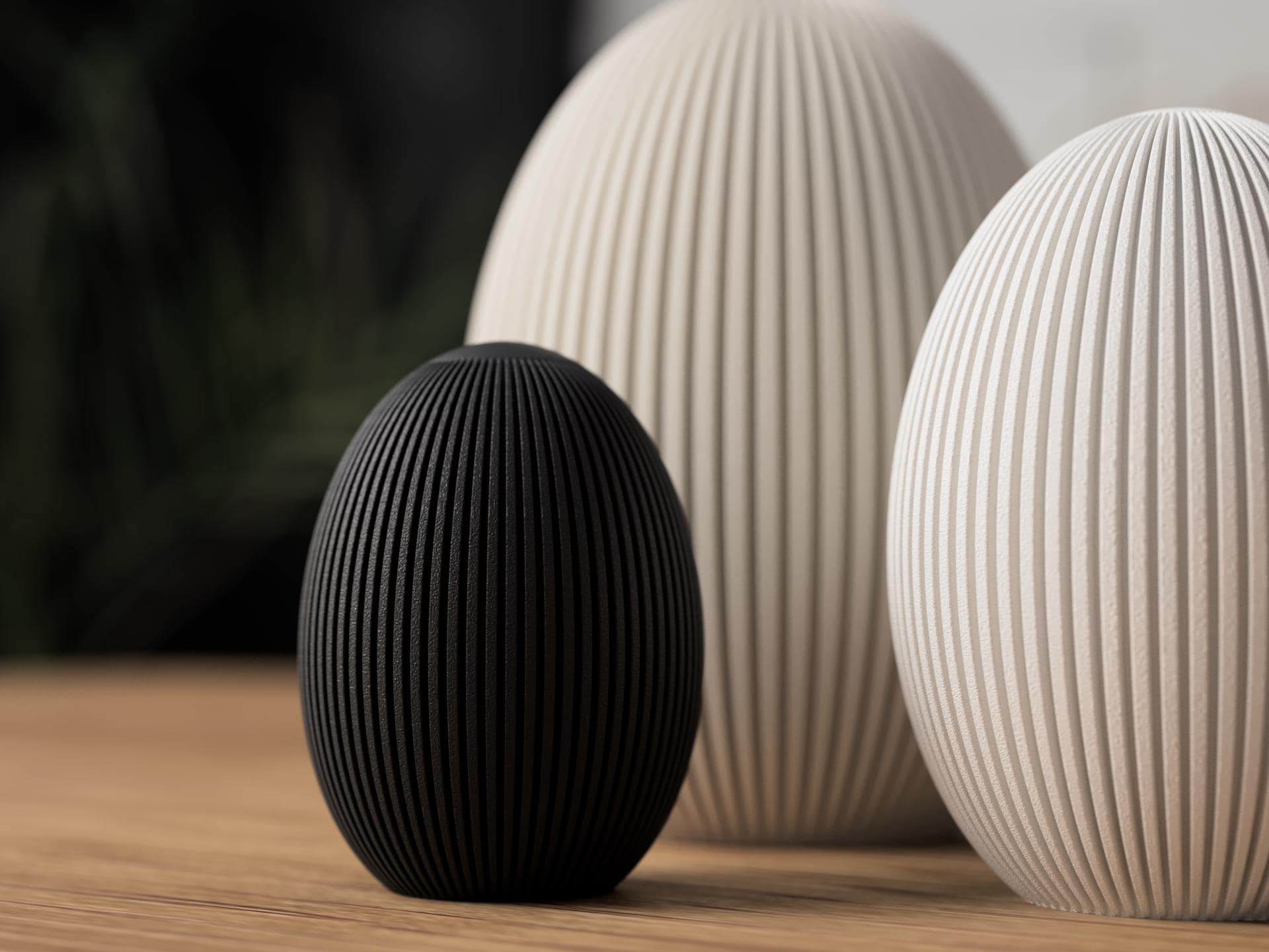 Minimal Ribbed Easter Eggs | Japandi/Scandi | 60–120 mm