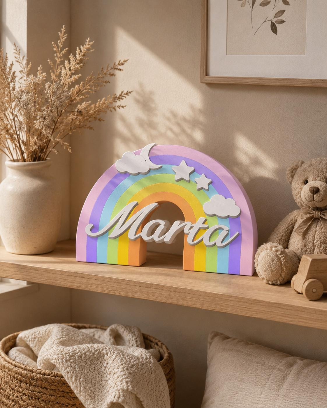 Arcobaleno 3D personalizzato con nome – Decorazione cameretta