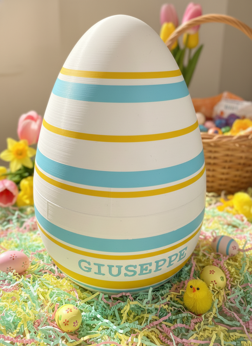 Uovo di Pasqua Personalizzato con Nome – Apribile e Stampato in 3D