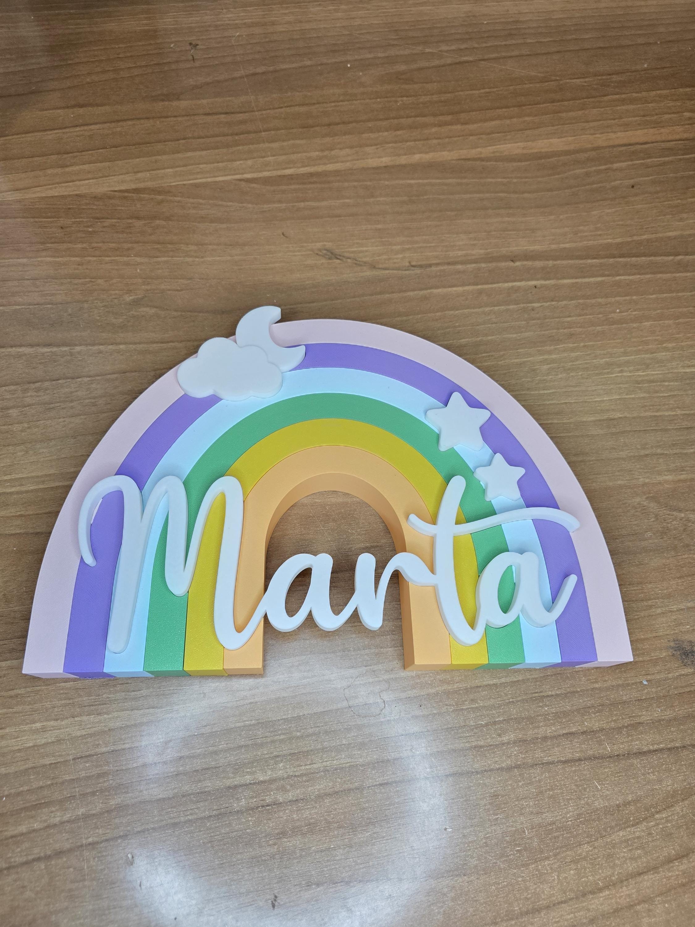 Arcobaleno 3D personalizzato con nome – Decorazione cameretta