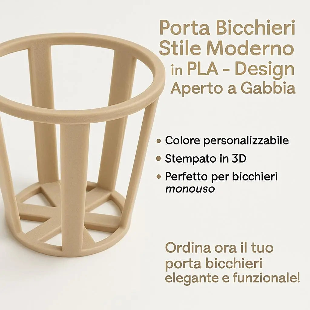 Porta Bicchieri Stile Moderno in PLA – Design Aperto a Gabbia 3DodLAB