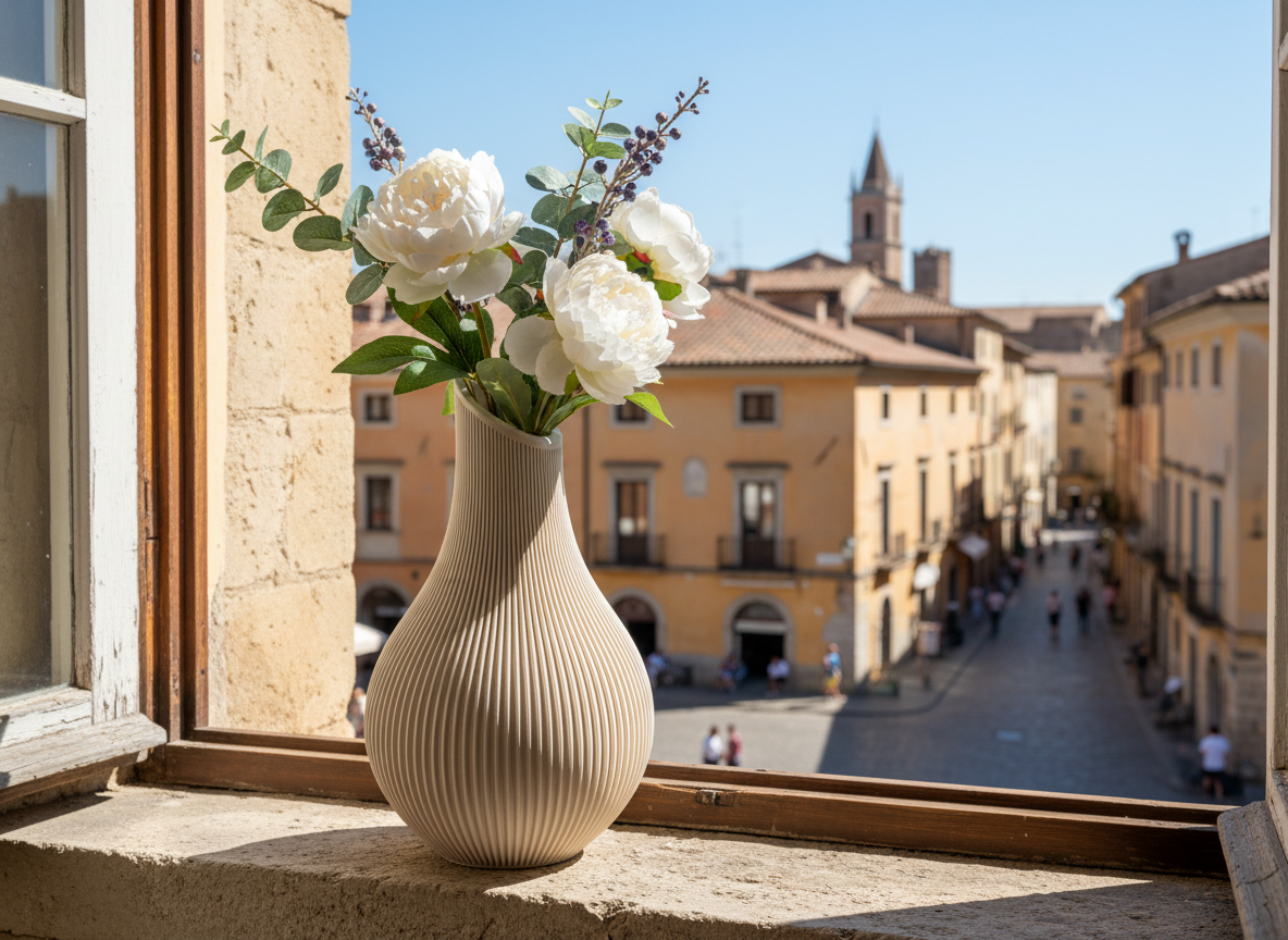Vaso Japandi “Kanso” a Coste – Decorativo in PLA Opaco (180 / 210 mm)